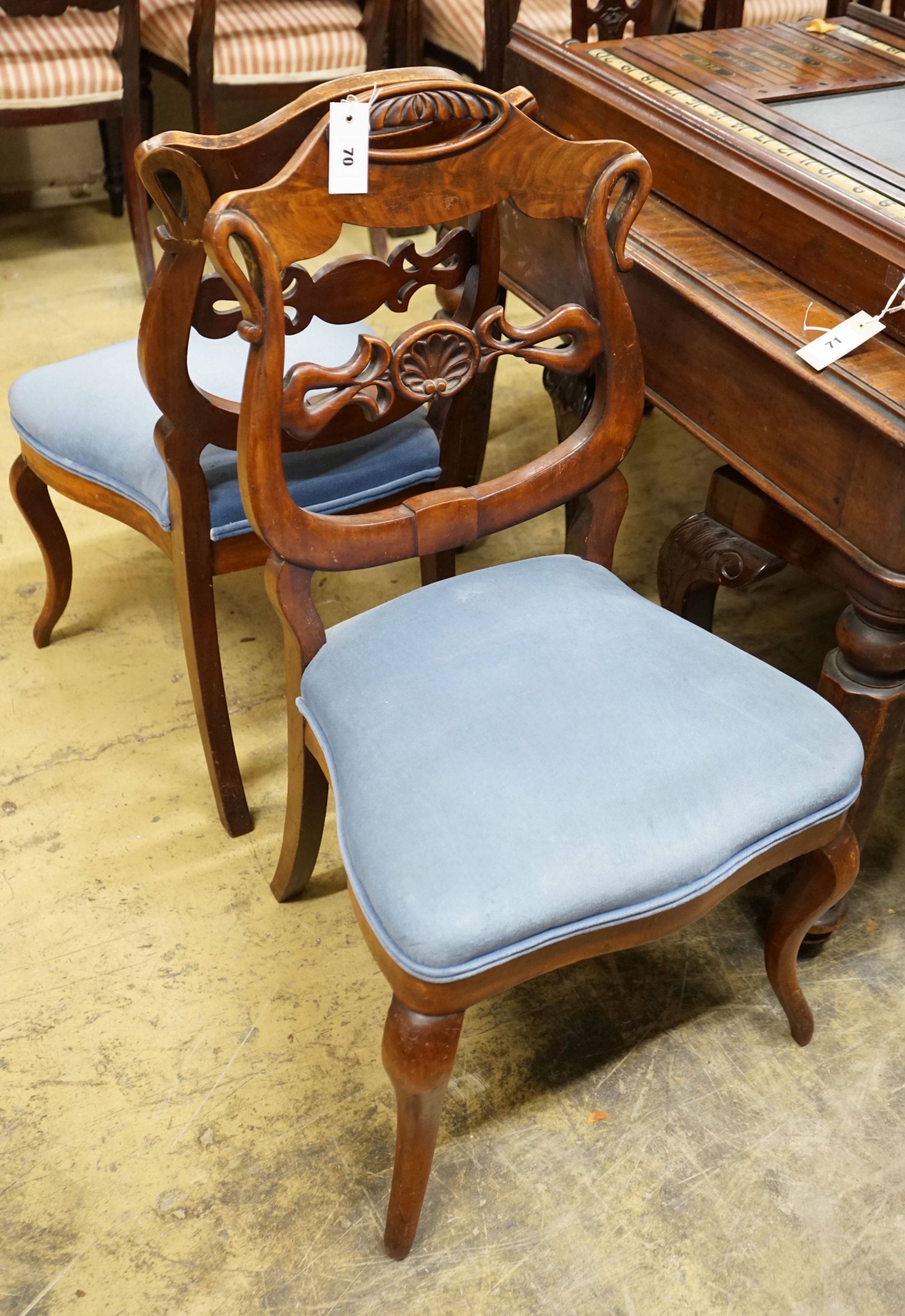 A pair of 19th century Continental mahogany salon chairs